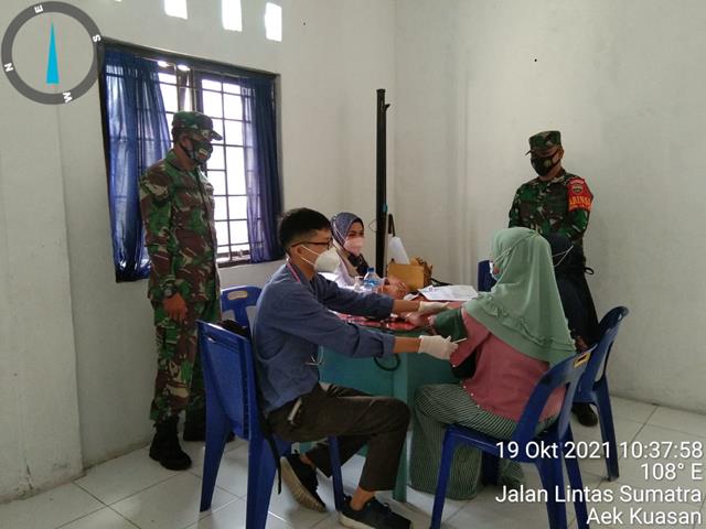 Pendampingan Serbuan Vaksinasi TNI Dosis 2 Turut Serta DIdampingi Personel Jajaran Kodim 0208/Asahan