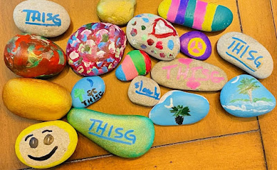 Colorful group of painted rocks image