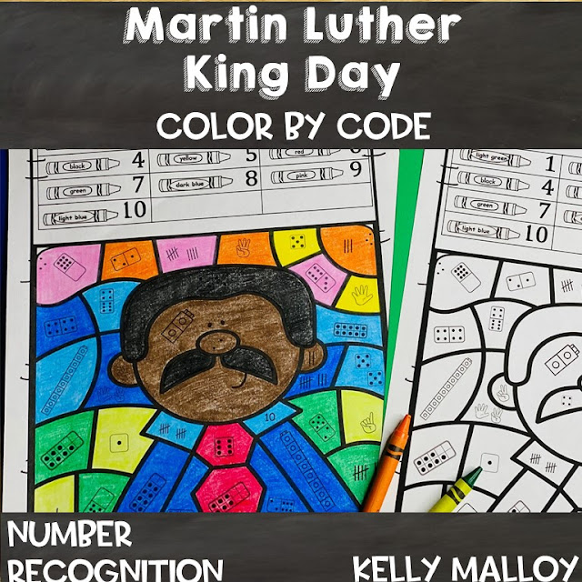 Martin Luther King Jr. Subitizing Color By Number Worksheets