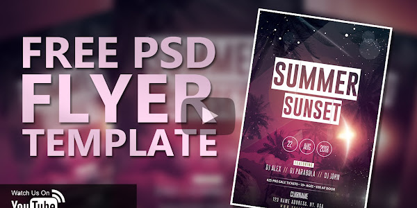 Summer Sunset Party Free PSD Flyer Template Photoshop