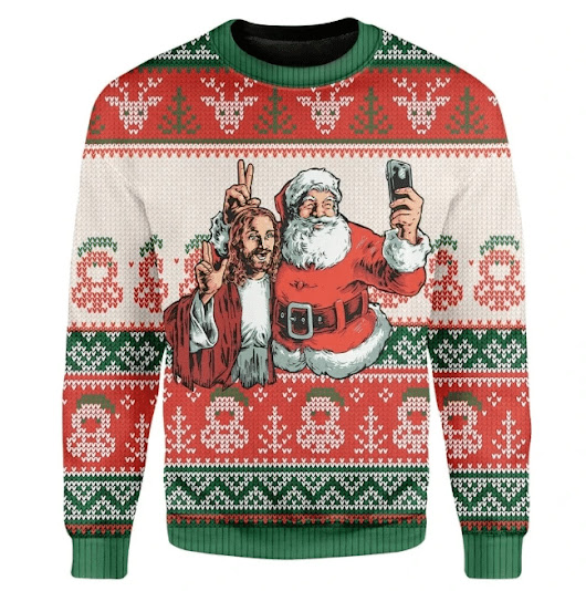 Santa And Jesus Ugly Sweater