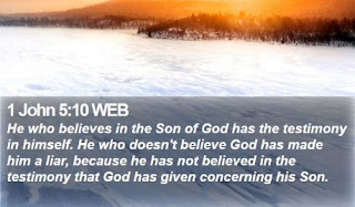 Blood Covenant Thought of the Day-The disciple of God's presence is a disciple of the witness of God that testifies and bears record that God gave to Jesus.  This same witness and record belongs to those who live a life of yielding to Blood Covenant.~Sister Lara   Today we purposefully study the elements of Blood Covenant through 1 John 5:10 and it is there we discover, "What the witness & record of God is" and why this is important to the disciple of Blood Covenant.  Let's go!