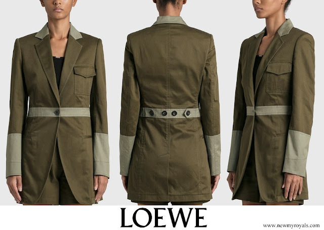 Queen Rania wore Loewe Khaki Green Structured Military Jacket
