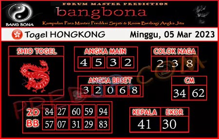 Prediksi HK Bang Bona Minggu 05 Maret 2023