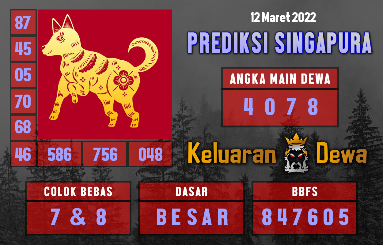 Prediksi Dewa Togel Singapore Sabtu 12 Maret 2022