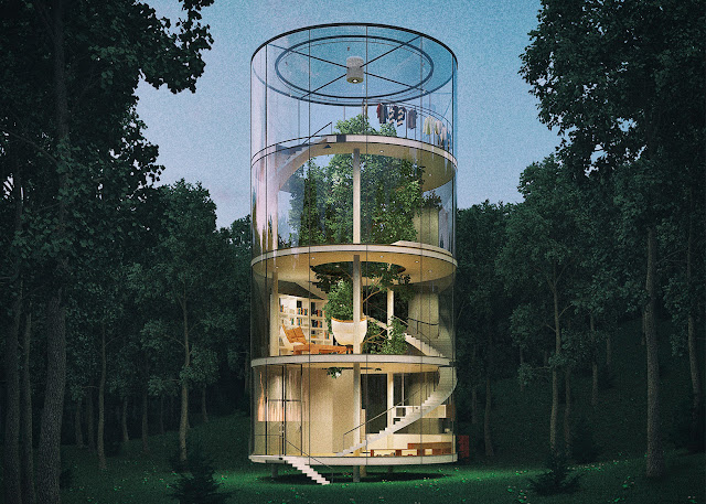 Back to Eden - This Tubular Glass House Wraps Around a Single Tree
