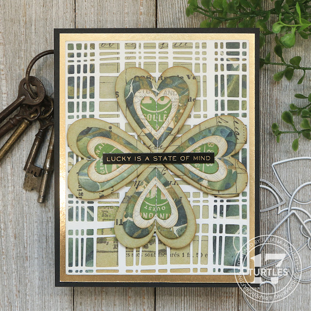 Lucky Is A State Of Mind Card by Juliana Michaels featuring Tim Holtz Sizzix Foldaway, Stacked Tiles Hearts Thinlits and Simple Plaid Thinlits