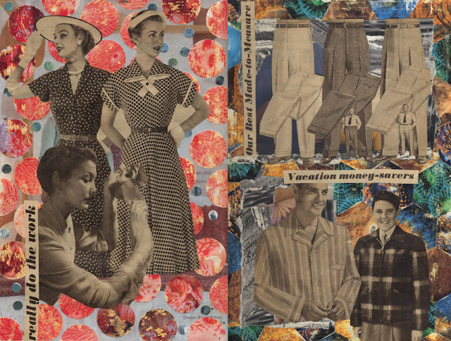 Collaged catalog with 1950s models