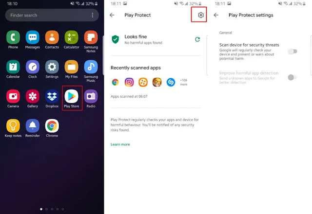 تعطيل PlayProtect على الجهاز الذي تريد مراقبته