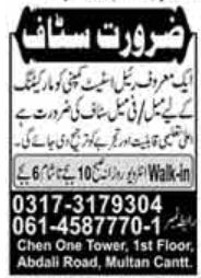 Latest Marketing Jobs in Real State Agency Multan 2022