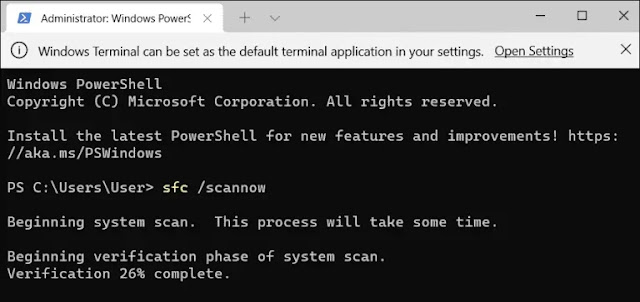 قم بتشغيل فحص SFC في محطة Windows 11 لإصلاح الخطأ 0xc00007b
