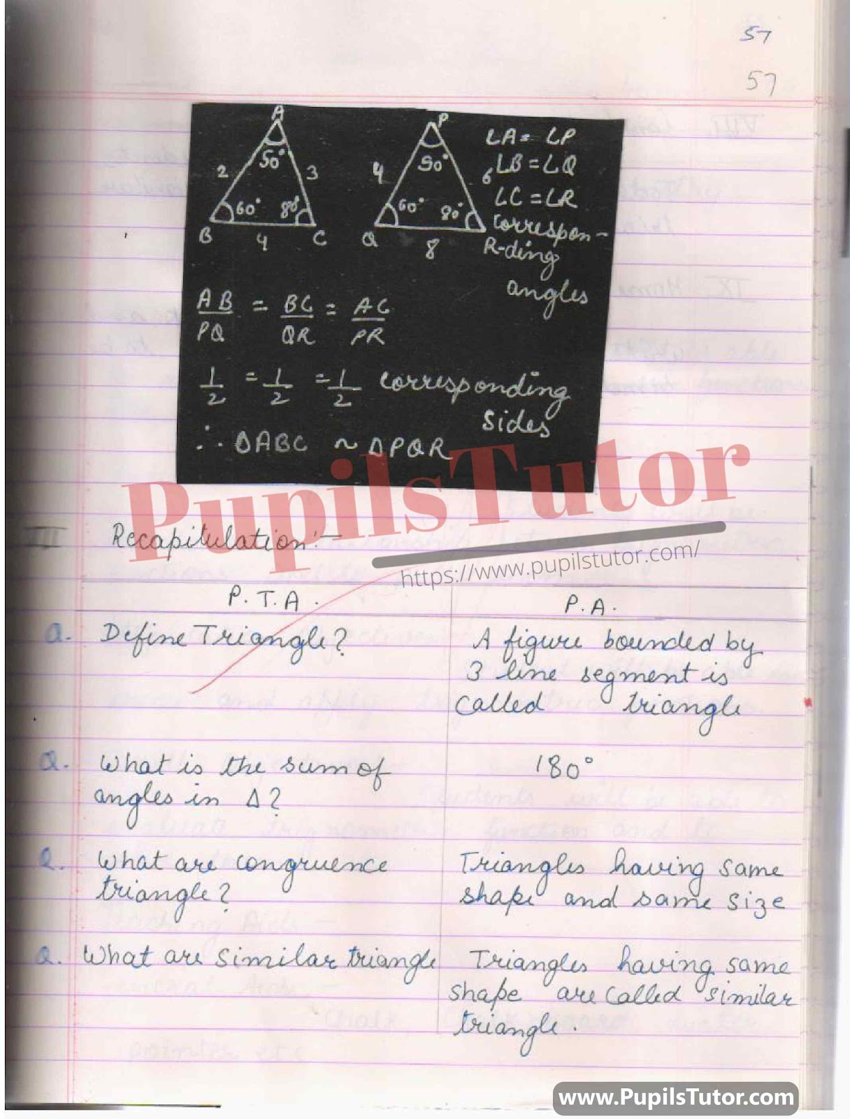 Lesson Plan On Similar Triangle For Class 10th.  – [Page And Pic Number 5] – https://www.pupilstutor.com/