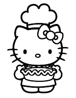 Hello Kitty baking pie coloring page