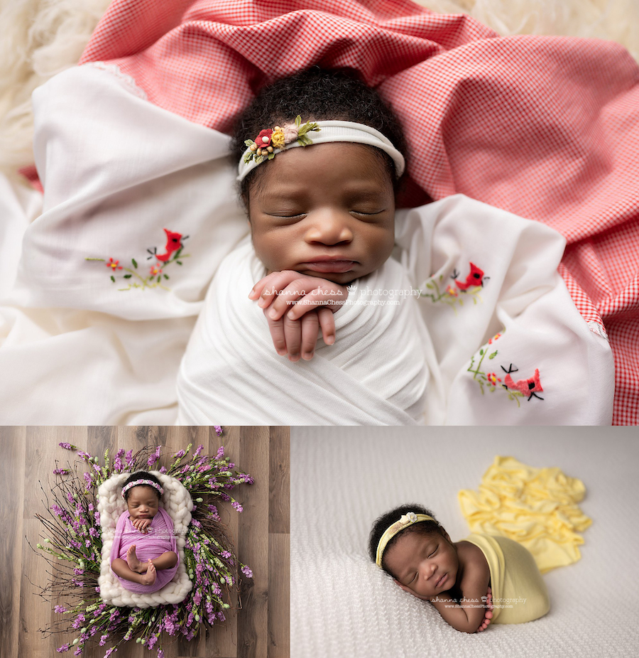 Eugene Oregon newborn photography, newborn girl sleeping on mom's baby blanket