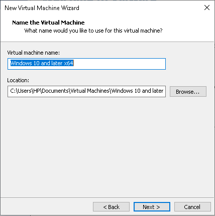 VMPlayer choose location of physical files