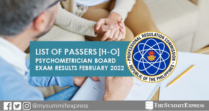 H-O PASSERS: February 2022 Psychometrician board exam results