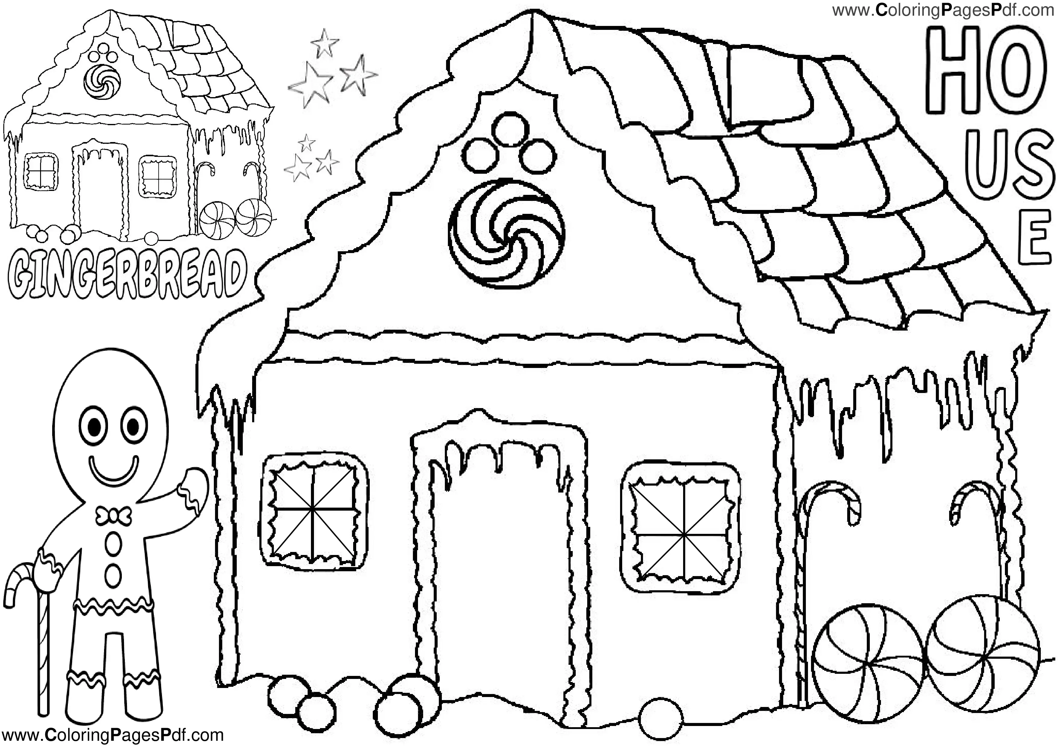 Simple gingerbread house coloring page