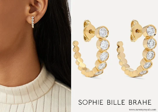 Crown Princess Mary wore Sophie Bille Brahe Boucle Ensemble gold diamond earrings