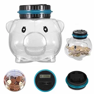 Digital Coin Bank, 1.5L Coin Piggy Bank Counter LCD Counting Coin Money Bank Toys Gifts for Kids Children hown - store