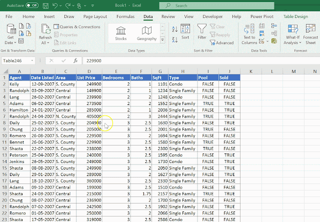 فرز جدول في Excel بناءً على أعمدة متعددة