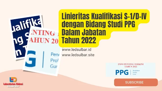 Info Penting  Linieritas Kualifikasi S-1/D-IV dengan Bidang Studi PPG Dalam Jabatan Tahun 2022  PPG 2022, SD, SMP, SMA, SMK