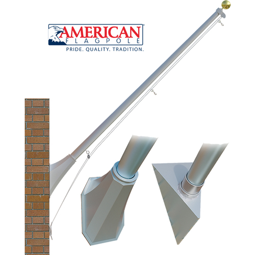 Commercial Wall Mount Flagpoles | Concord American Vertical Wall Mount Flag Poles