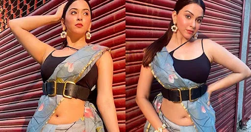 Esshanya Maheshwari navel sheer saree hot