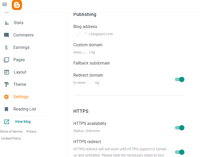 Final step of Pointing Custom Domain To Blogger