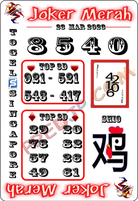 Prediksi Joker Merah Sgp Paling Jitu Kamis 23-03-2023