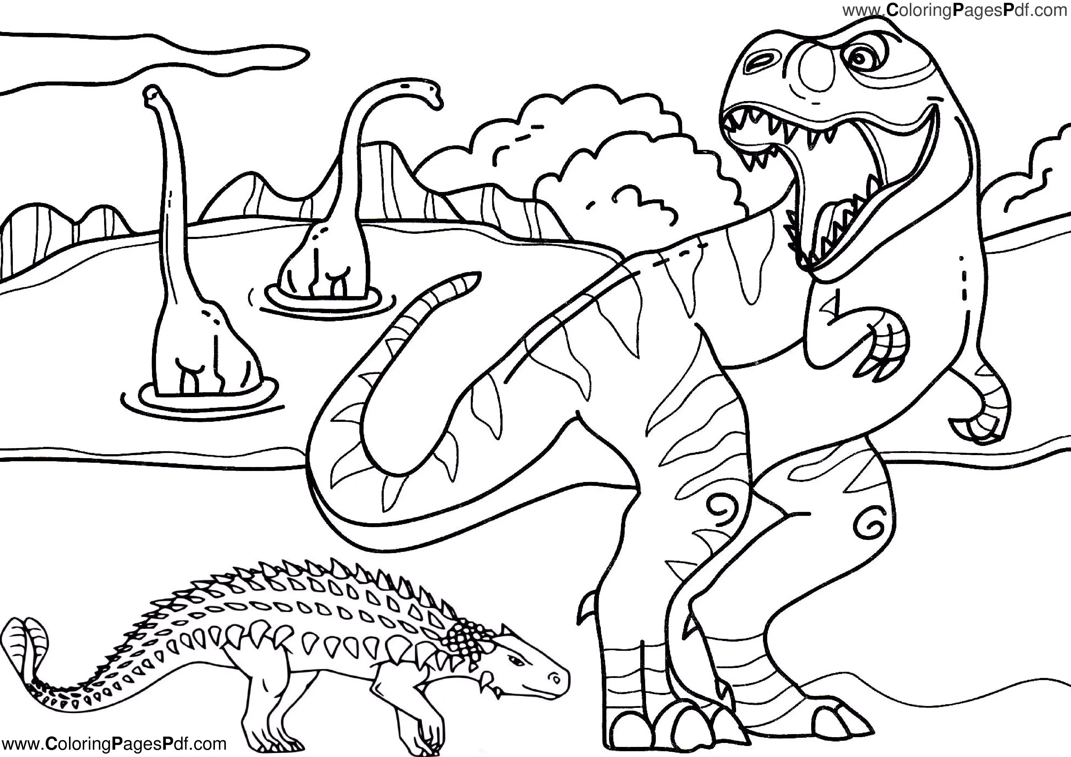 Simple dinosaur coloring pages