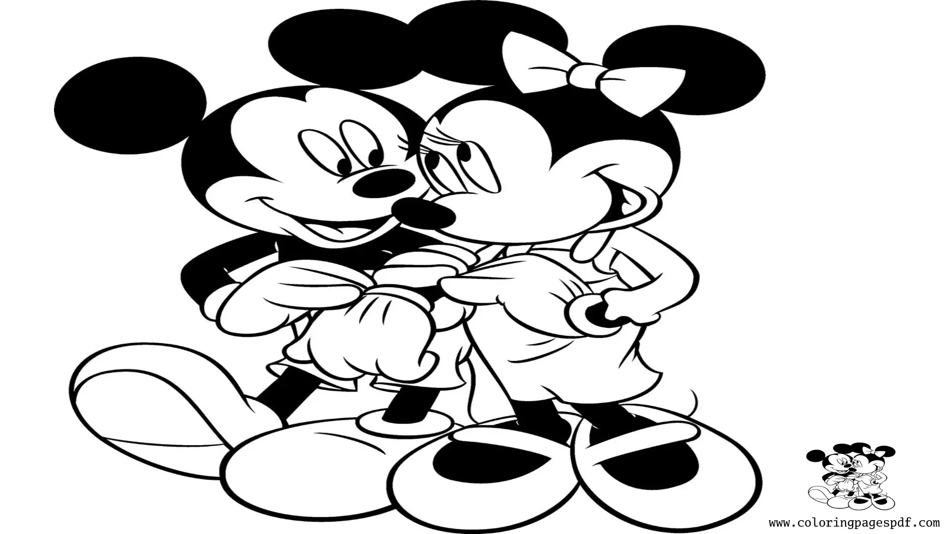 Coloring Pages Of Minnie And Mickey Taking A Walk