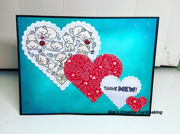 Thank mew by Kimberly features Heart Frames, Love & Meows, and Heartfelt Meows by Newton's Nook Designs; #inkypaws, #newtonsnook, #catcards, #thankyoucards, #cardmaking