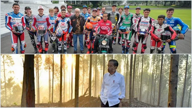 Jokowi Disindir; Sendirian di Hutan Pake Masker, Foto Bareng Pembalap Moto GP Malah Buka Masker