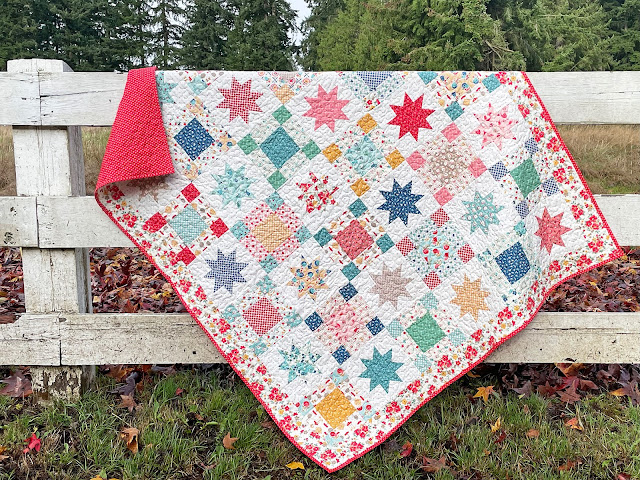 A Bit of Scrap Stuff Blog #ABitofScrapStuff #ChainofStarsQuilt #RileyBlakeDesigns #Quilt #CookBookFabric #LoriHolt