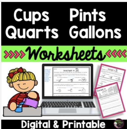 Cups to Quarts activity, 2nd Grade Resource