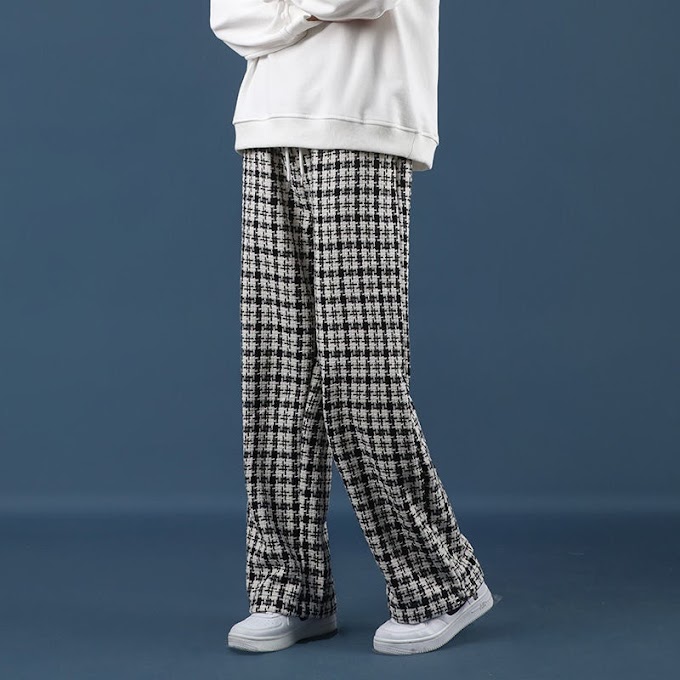 [ 8xlt4lirpc ] newThu đông quần len nữ quần ống rộng kẻ sọc Học sinh Hàn Quốc quần ống rộng mỏng phù hợp với quần tây phong cách Haraju