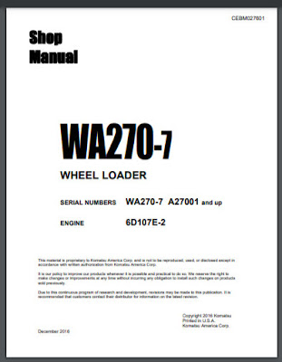Wa 270-7 Whell Loader Komatsu Shop Manual