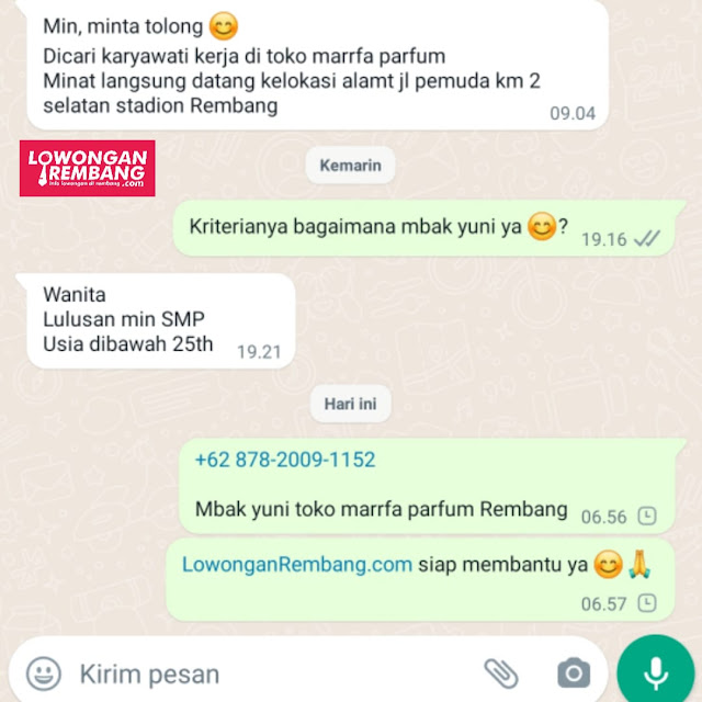 Lowongan Kerja Marrfa Parfum Rembang