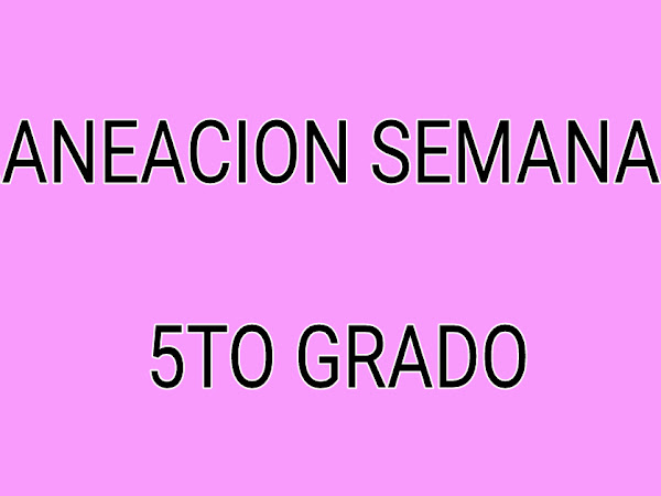 PLANEACION SEMANA 20 QUINTO GRADO