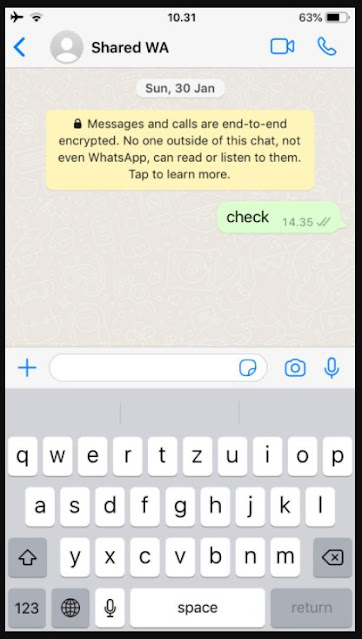 tampilan chat aplikasi whatsapp for iOS di hp iPhone original