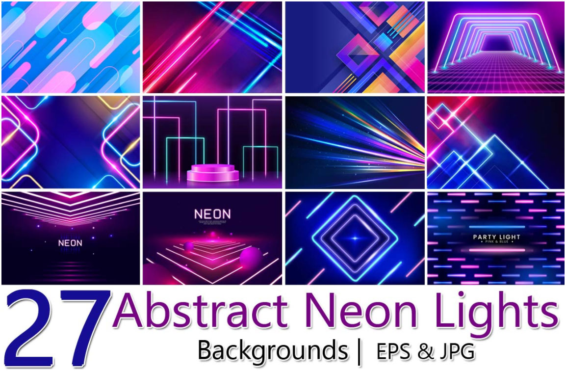 27 Abstract Neon Lights Backgrounds Pack