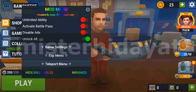 Apk Mod Menu Hide Online Terbaru| God Mode, Free Battle Pass, Unlock All Item