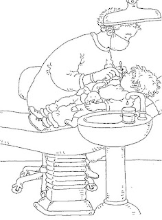 Little boy at the dentist coloring page