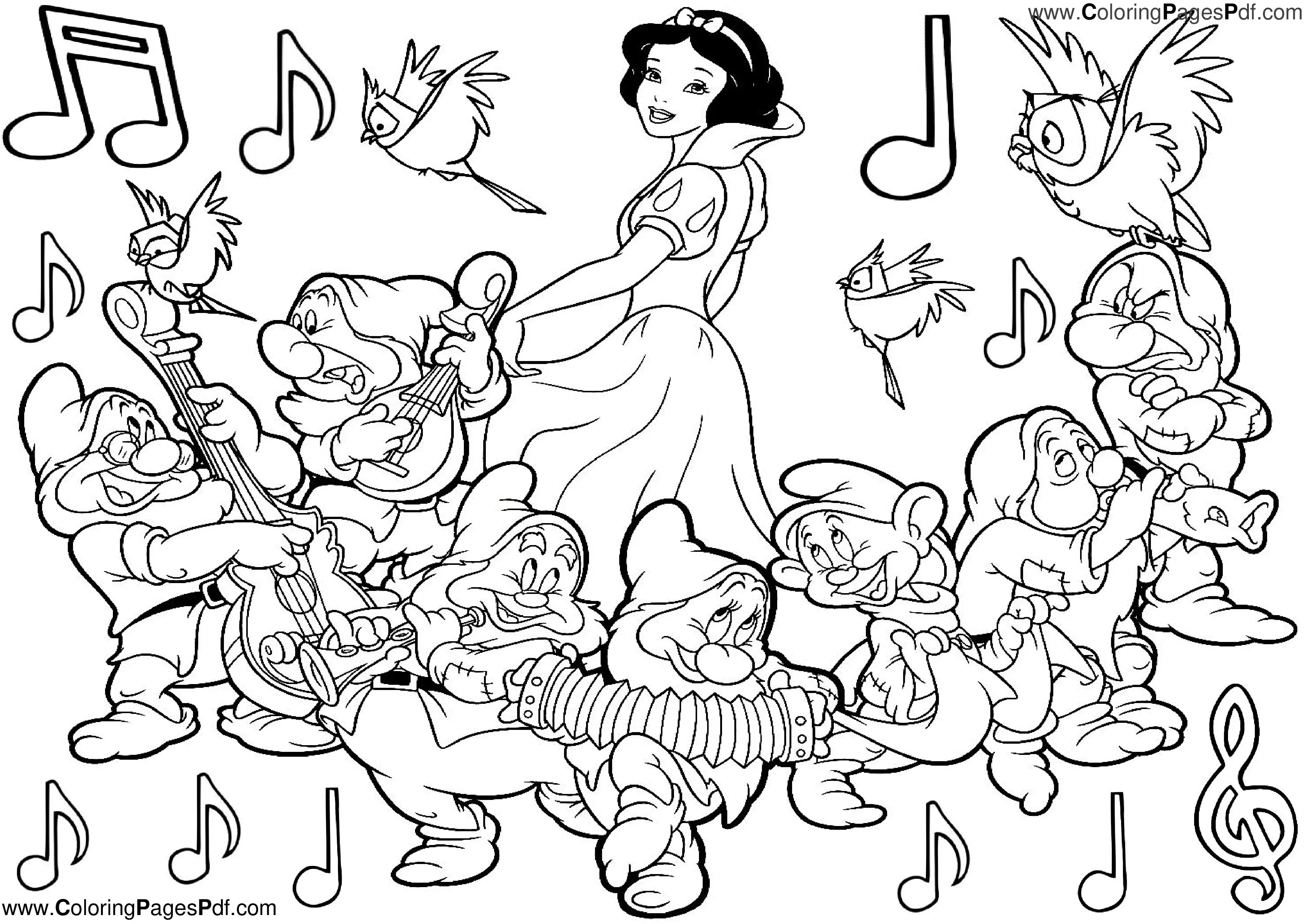 Snow White free printables coloring pages