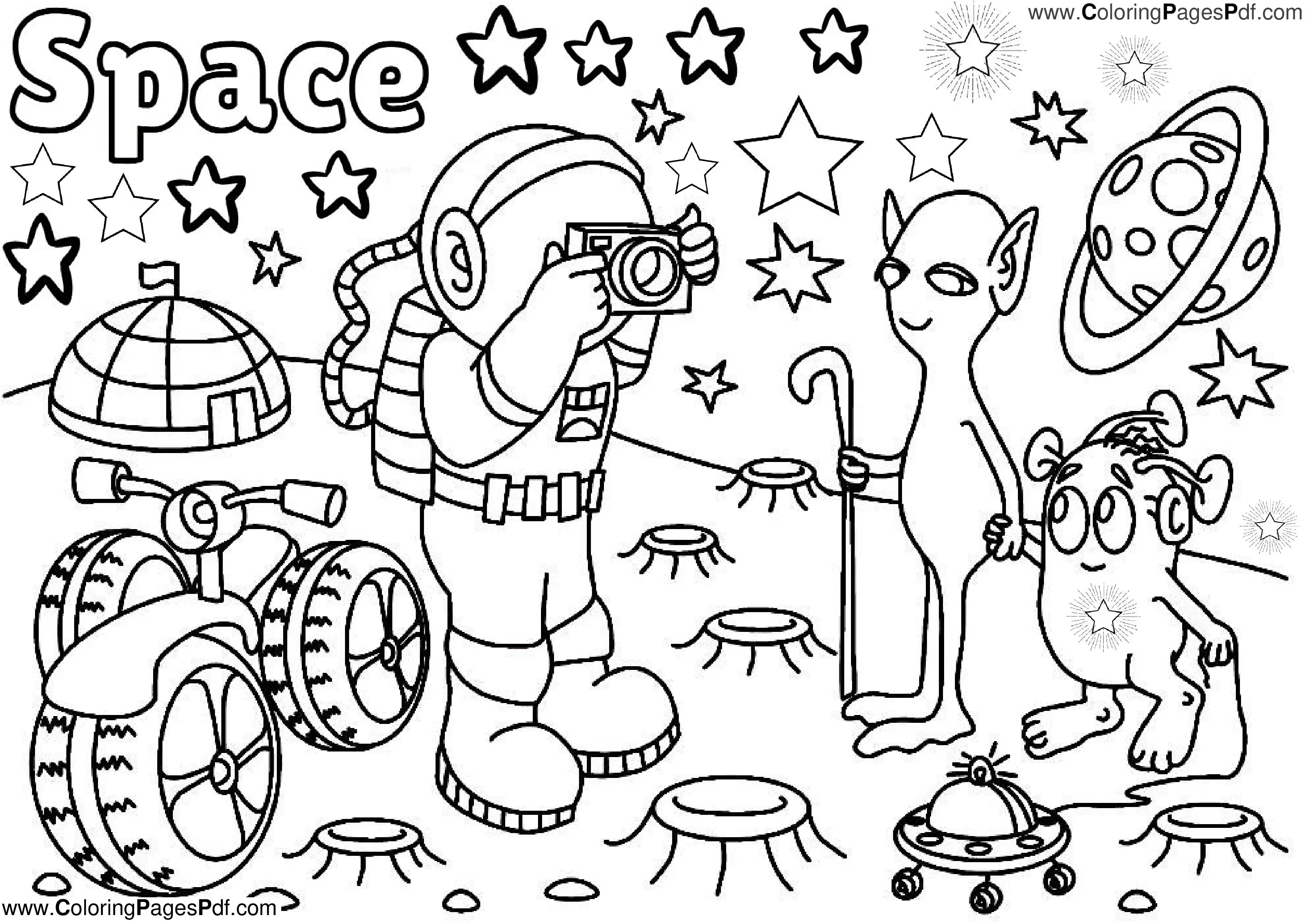 Space coloring pages