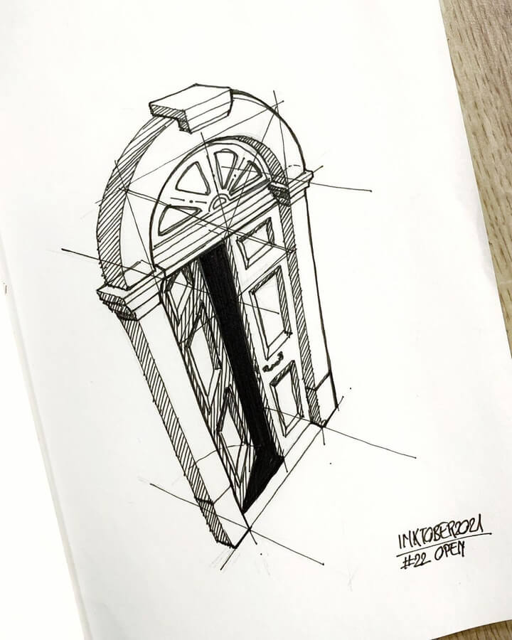 10-Open-Door-Ink-Drawing-Oz-www-designstack-co