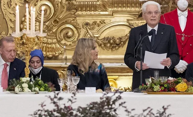 Natan dress. President Mattarella and Laura Mattarella. Prime Minister Mario Draghi and Maria Serenella Cappello