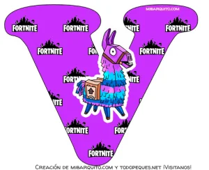 Abecedario de Fortnite con llama.