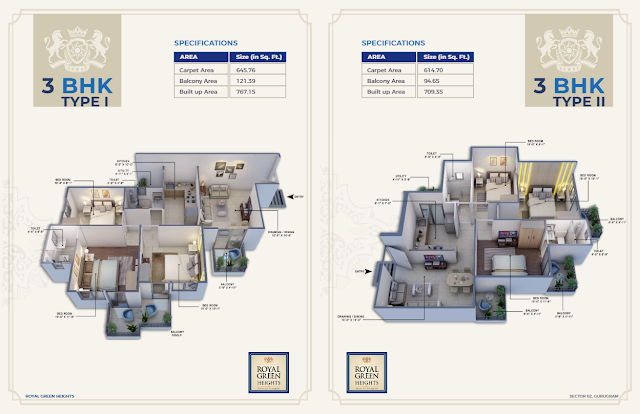 Royal Green Heights 3BHK Floor Plan