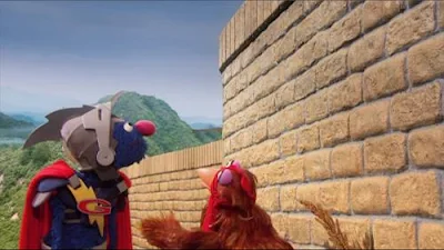 Sesame Street Episode 4422. Super Grover 2.0. The name of this part Pretty Good Wall.